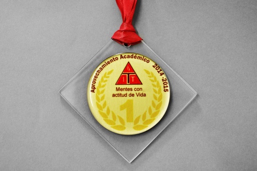 Medalla acrílico 7cm con inserto aluminio impreso